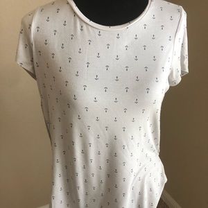 Cream short sleeved blouse with black anchors